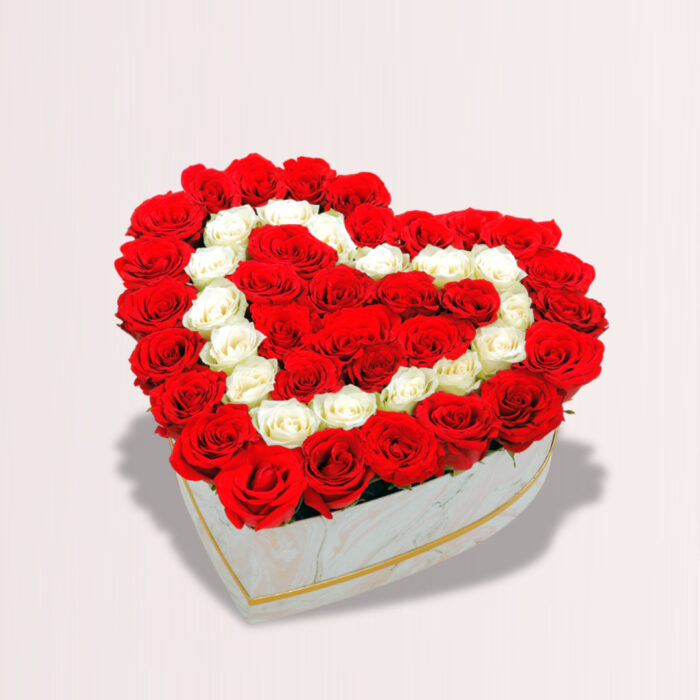 Engaging Roses In A Heart Marbled Box - Image 2