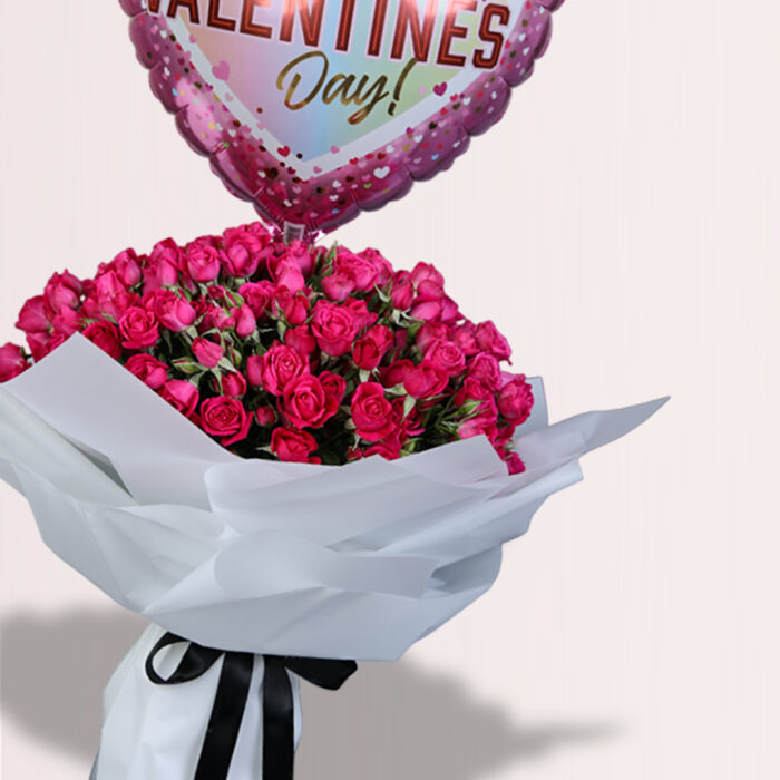 Striking Pink with Happy Valentines Balloon - Image 2